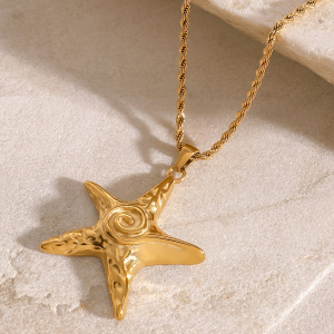 Collier Avec Pendentif Tortue De Vacances En Acier Inoxydable Plaqué Or Pour Femme, Série Simple, 1 Pièce h5