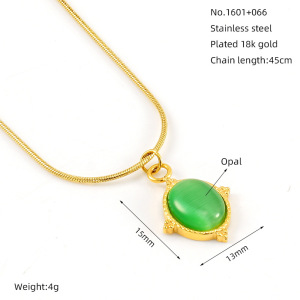 Collier Avec Pendentif Géométrique Sexy En Acier Inoxydable Plaqué Or Et Pierre Naturelle, Série Simple, 1 Pièce h5 Image2