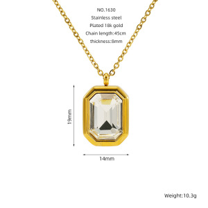 Collier Pendentif Géométrique Quotidien En Acier Inoxydable Plaqué Or Et Zircon Pour Femme, Série Simple, 1 Pièce h5 Image2