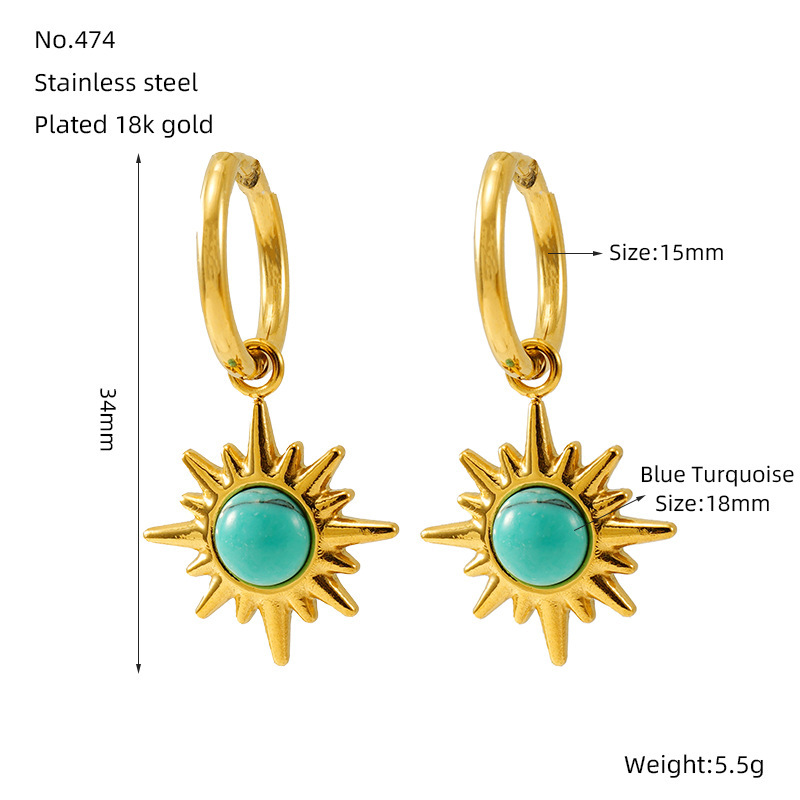 1 Paire De Boucles D'Oreilles Pendantes Géométriques Simples En Acier Inoxydable Plaqué Or Pour Femme Image2