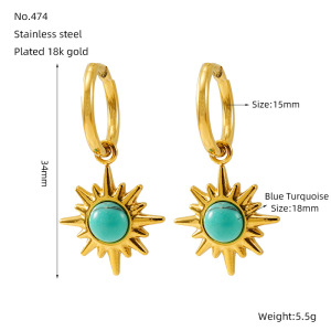 1 Paire De Boucles D'Oreilles Pendantes Géométriques Simples En Acier Inoxydable Plaqué Or Pour Femme h5 Image2