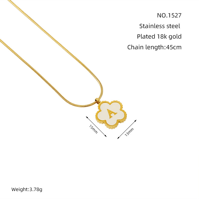 Collier Avec Pendentif Coquillage En Acier Inoxydable Plaqué Or Pour Femme, Série Simple, Lettre Quotidienne h5Image2