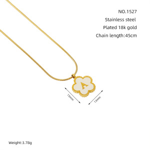 Collier Avec Pendentif Coquillage En Acier Inoxydable Plaqué Or Pour Femme, Série Simple, Lettre Quotidienne h5 Image2