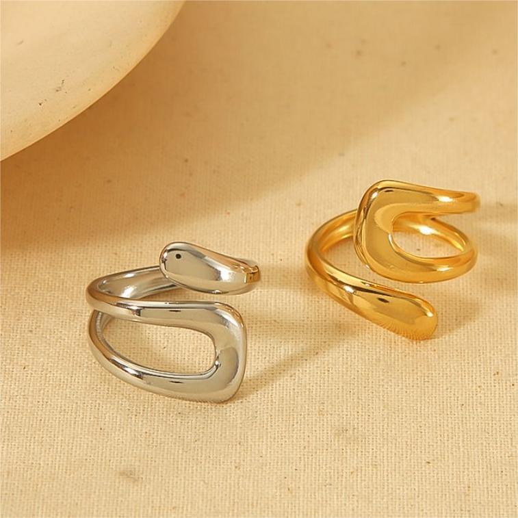 1 Paire De Bagues Simples Géométriques Classiques En Acier Inoxydable Plaqué Or  Pour Femme 