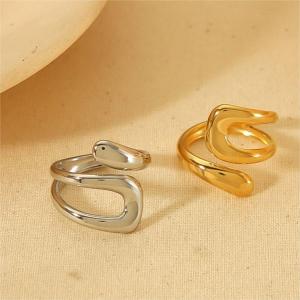 1 Paire De Bagues Simples Géométriques Classiques En Acier Inoxydable Plaqué Or  Pour Femme h5 