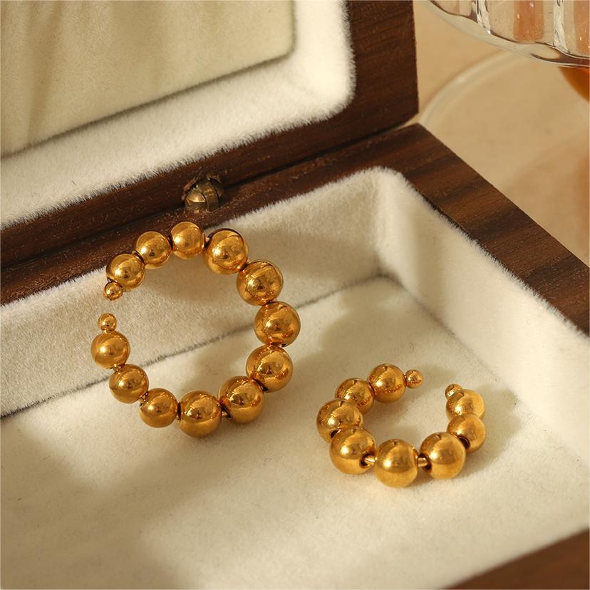 1 Paire De Boucles D'Oreilles Manchette Pour Femme, Style Simple, En Acier Inoxydable Plaqué Or 