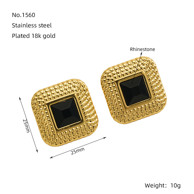 1 Paire De Boucles D'Oreilles À Tige Géométriques Simples En Acier Inoxydable Plaqué Or  Et Acrylique Pour Femmes Image2