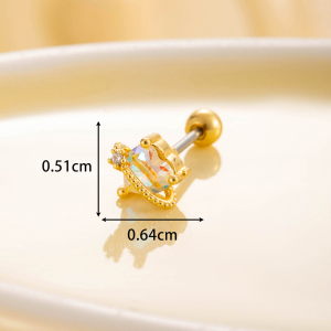 Boucles D'Oreilles Piercing Pour Femme, 1 Pièce, Série Simple Heart, En Acier Titane Sans Placage, Avec Zircon. h5 Image2
