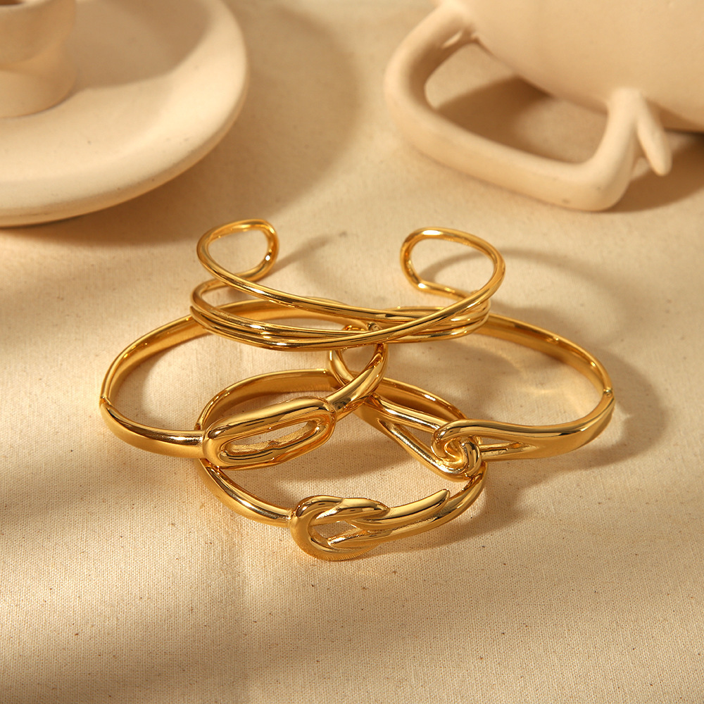 1 Pièce De Style Ins Bracelets Ronds Plaqués Or  