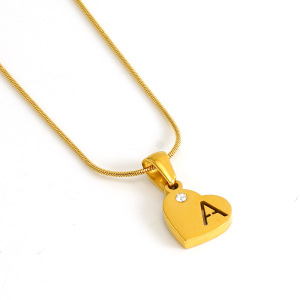 Collier Pendentif Unisexe En Acier Inoxydable Plaqué Or  Avec Lettres Simples, Série Simple, 1 Pièce h5 Image4