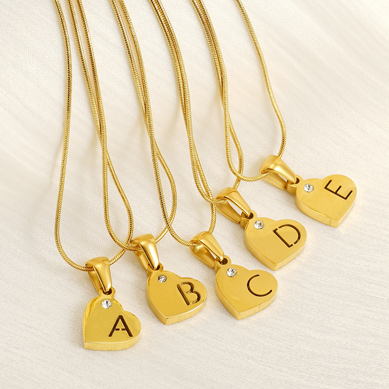 Collier Pendentif Unisexe En Acier Inoxydable Plaqué Or Avec Lettres Simples, Série Simple, 1 Pièce