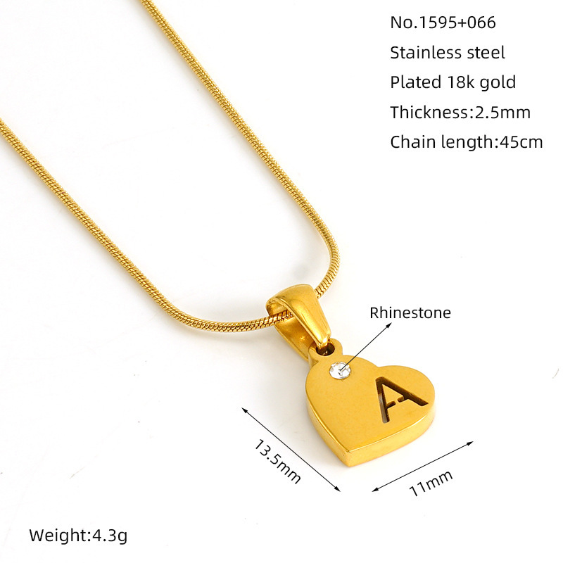 Collier Pendentif Unisexe En Acier Inoxydable Plaqué Or Avec Lettres Simples, Série Simple, 1 Pièce h5Image2
