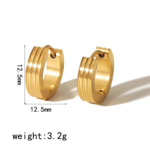 1 Paire De Boucles D'Oreilles Créoles Géométriques Classiques Simples En Acier Inoxydable Plaqué Or  Pour Femmes, Bijoux À Porter Au Quotidien h5 Image2