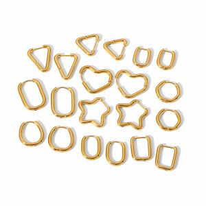 1 Paire De Boucles D'Oreilles Créoles Rectangulaires Géométriques En Acier Inoxydable Plaqué Or , Simples Et À La Mode, Pour Bijoux Pour Femmes À Porter Au Quotidien h5 Image2