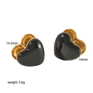 1 Paire De Boucles D'Oreilles Puces Pour Femme, En Acier Inoxydable Plaqué Or, Motif Cœur Doux, Collection Simple h5 Image2