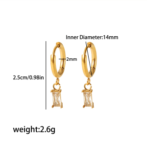 1 Paire De Boucles D'Oreilles Pendantes Géométriques Quotidiennes En Zircon Plaqué Or  Pour Femmes, Série Simple h5 Image2