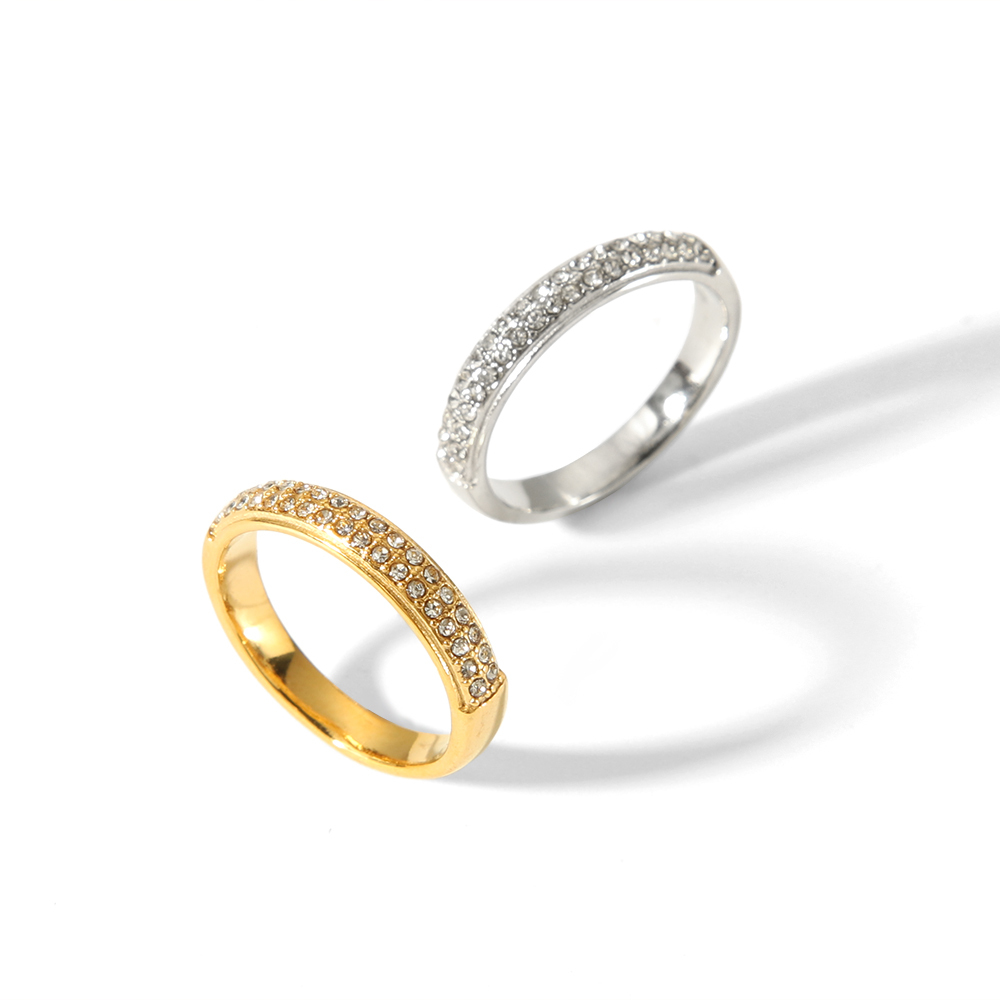 1 Bague Simple Et Élégante En Acier Inoxydable Plaqué Or  Avec Diamants Pour Un Usage Quotidien Pour Les Femmes Image5