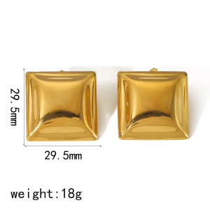 1 Paire De Boucles D'Oreilles Carrées Géométriques En Acier Inoxydable Plaqué Or  De Haute Qualité, Adaptées Au Port Quotidien Des Femmes h5 Image2