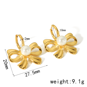 Boucles D'Oreilles Classiques Et Élégantes En Acier Inoxydable Plaqué Or  Avec Nœud En Perles Géométriques Pour Bijoux Pour Femmes À Porter Au Quotidien h5 Image2