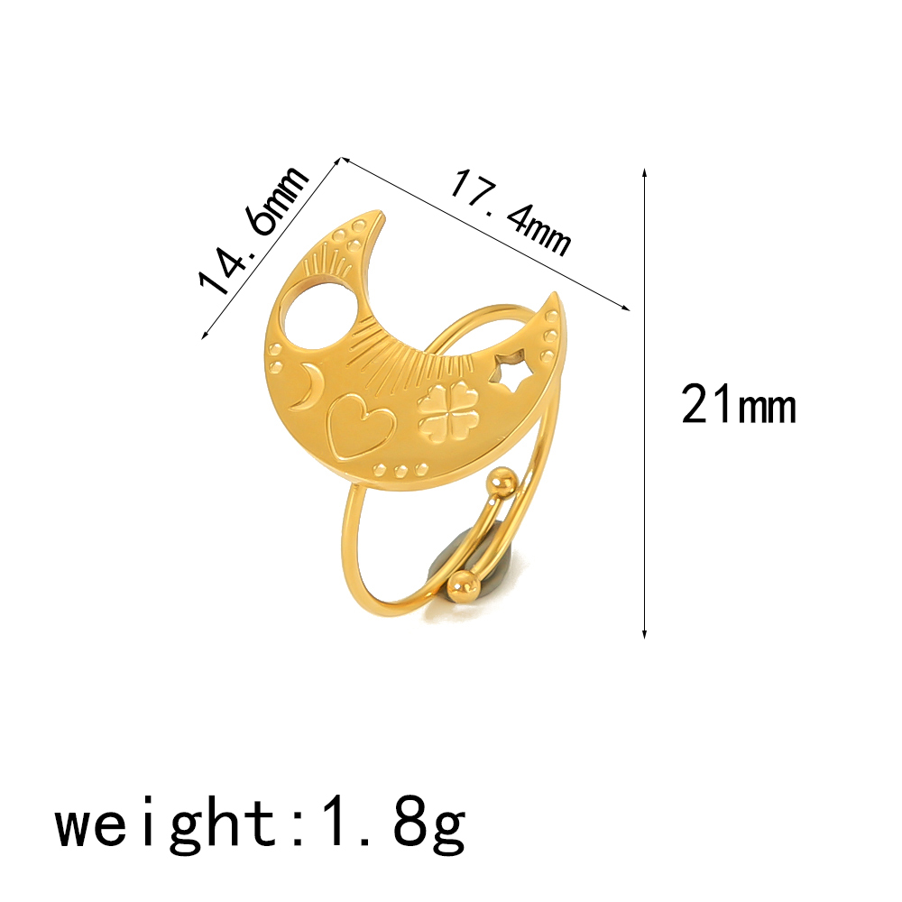 1 Pièce De Bague Réglable En Forme De Cœur En Acier Inoxydable Plaqué Or  Pour Femme, Bijou Classique À Porter Au Quotidien Image2