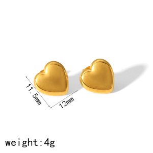 1 Paire De Boucles D'Oreilles En Forme De Cœur À Texture Géométrique En Acier Inoxydable Plaqué Or , Élégantes Et À La Mode, Pour Bijoux Pour Femmes À Porter Au Quotidien h5 Image2