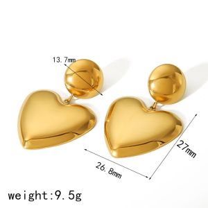 1 Paire De Boucles D'Oreilles Pendantes Ovales Géométriques Brillantes En Acier Inoxydable Plaqué Or Personnalisées Pour Bijoux Pour Femmes À Porter Au Quotidien h5 Image2