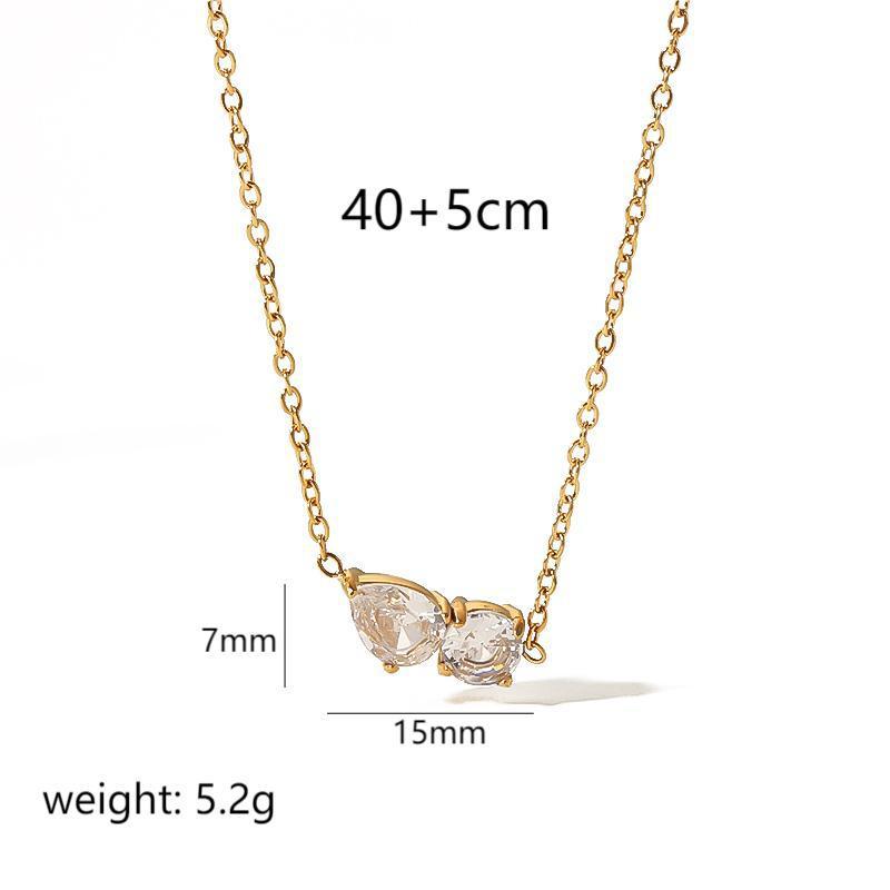 Collier Pendentif Goutte Simple Plaqué Or  En Zircon Pour Femme, Série Simple Image2