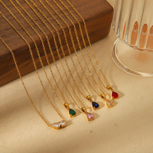 Collier Pendentif Goutte Simple Plaqué Or En Zircon Pour Femme, Série Simple h5 Image2