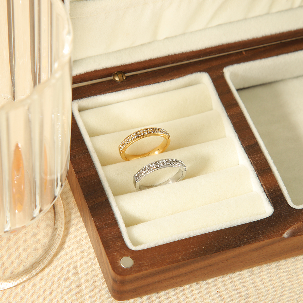 1 Bague Simple Et Élégante En Acier Inoxydable Plaqué Or  Avec Diamants Pour Un Usage Quotidien Pour Les Femmes Image3