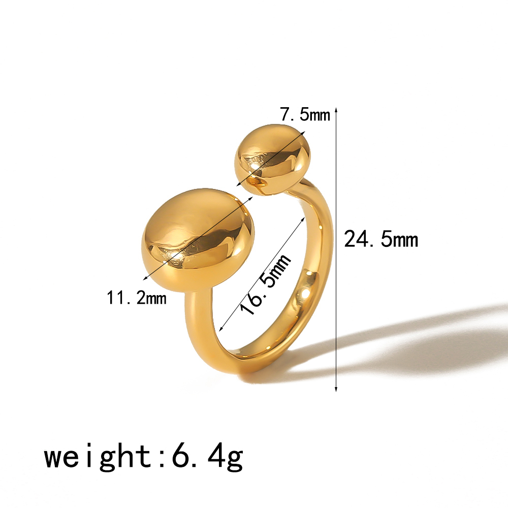 1 Pièce De Bague Ouverte Ronde Géométrique En Acier Inoxydable Plaqué Or , Élégante Et Stylée, Adaptée Au Port Quotidien Des Femmes Image2