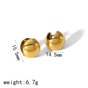 1 Paire De Clips D'Oreilles Sphériques Lisses Double Face En Acier Inoxydable Plaqué Or , Simples Et Élégants, Adaptés Au Port Quotidien Des Femmes h5 Image2