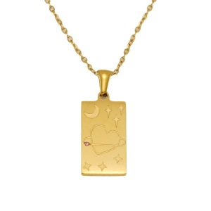 Collier Unisexe Avec Pendentif Soleil/Lune Rétro En Acier Titane Plaqué Or , Série Classique, 1 Pièce h5 Image4