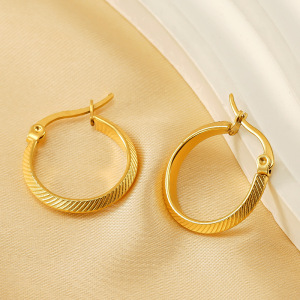 1 Paire De Boucles D'Oreilles Créoles Géométriques Simples En Acier Inoxydable Plaqué Or  Pour Femme h5 Image2