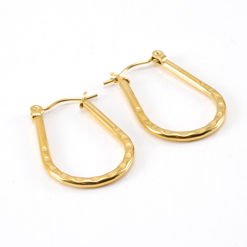 1 Paire De Boucles D'Oreilles Créoles Simples Géométriques En Acier Inoxydable Plaqué Or Pour Femme Image2