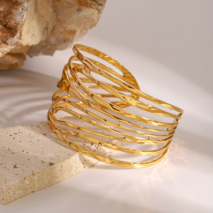 Bracelet Géométrique Simple En Acier Inoxydable Plaqué Or  Pour Femme, 1 Pièce h5 