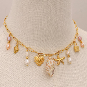 Collier Avec Pendentif Tortue De Vacances En Acier Inoxydable Plaqué Or Pour Femme, Série Simple, 1 Pièce h5 Image4
