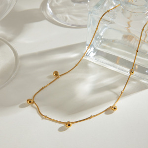 Collier Avec Pendentif Géométrique En Acier Inoxydable Plaqué Or  Et Zircon Pour Femme, Série Simple Et Décontractée, 1 Pièce h5 Image2