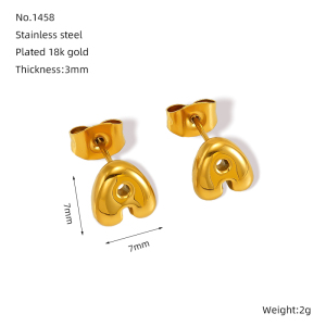 1 Paire De Boucles D'Oreilles À Tige Élégantes En Acier Titane Plaqué Or Pour Femme, Série Simple h5 Image2