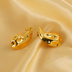 1 Paire De Boucles D'Oreilles À Tige Pour Femme En Acier Inoxydable Plaqué Or , Série Simple, Forme Goutte h5
