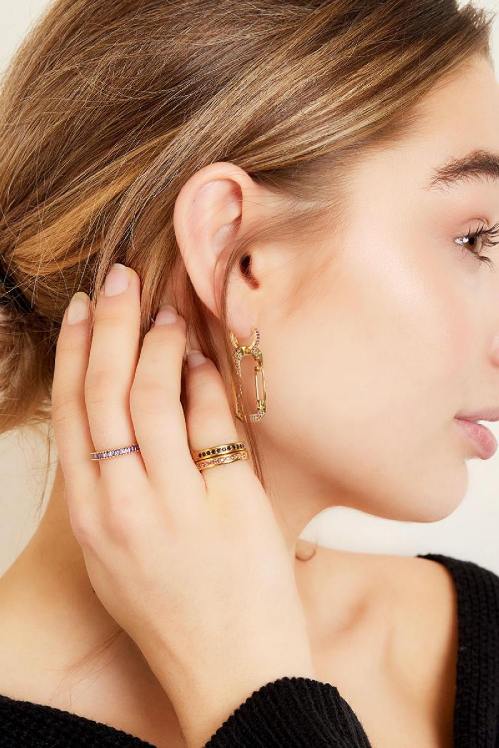 Bague En Acier Inoxydable Avec Pierres De Zircon 