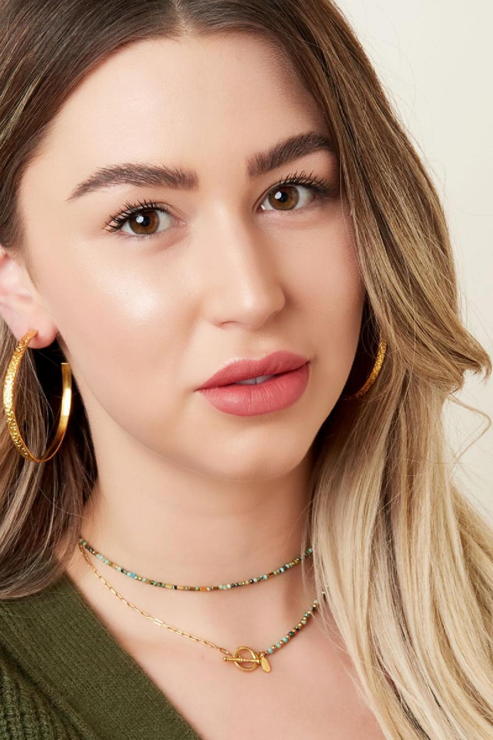 Collier En Acier Inoxydable Avec Perles Et Fermeture Ronde 
