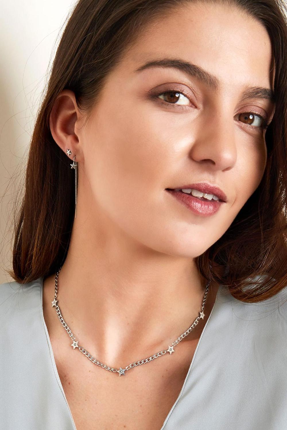 Collier En Acier Inoxydable Avec Étoiles Brillantes Image2