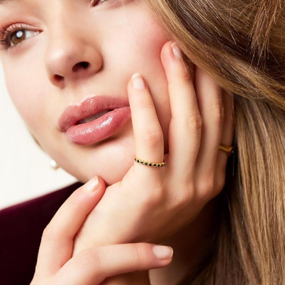 Bague En Acier Inoxydable Avec Pierres De Zircon 