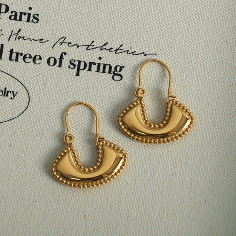 1 Paire De Boucles D'Oreilles Pendantes Géométriques Rétro En Acier Inoxydable Plaqué Or Pour Femme h5Image4