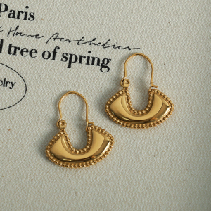 1 Paire De Boucles D'Oreilles Pendantes Géométriques Rétro En Acier Inoxydable Plaqué Or Pour Femme h5 Image4