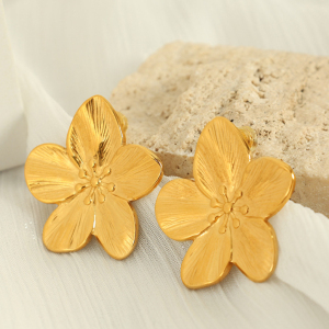 1 Paire De Boucles D'Oreilles À Tige Rétro En Acier Inoxydable Plaqué Or Pour Femme, Série Simple h5 Image3