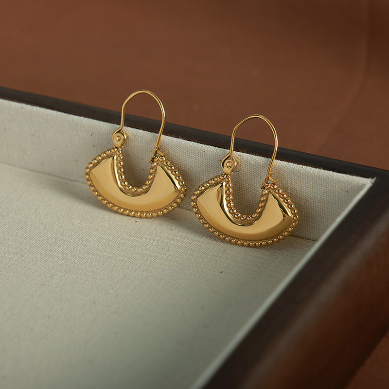 1 Paire De Boucles D'Oreilles Pendantes Géométriques Rétro En Acier Inoxydable Plaqué Or Pour Femme h5Image3