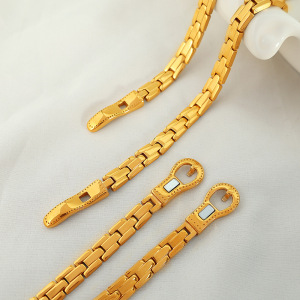 Bracelet Pour Femme, Série Simple, Classique, Géométrique, En Acier Inoxydable Plaqué Or , 1 Pièce h5 Image3