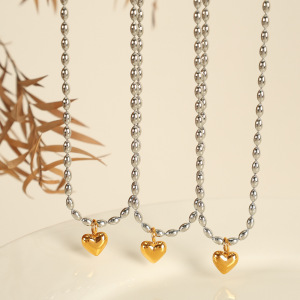 Collier Avec Pendentif En Forme De Cœur Simple En Acier Inoxydable Plaqué Or Pour Femme, 1 Pièce h5