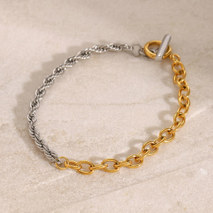 Bracelet Chaîne Géométrique Simple En Acier Inoxydable Plaqué Or Pour Femme, 1 Pièce h5